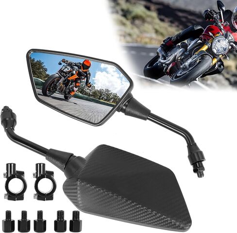مرايا ATV مرايا جانبية للرؤية الخلفية للدراجة النارية مع مسامير ملولبة M8 M10، مرايا الرؤية الخلفية للدراجة النارية متوافقة مع الدراجة والسكوتر وATV وUTV والدراجة الترابية والمزيد in Kuwait