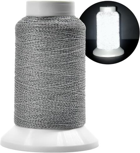 Reflective Embroidery Thread,Embroidery Machine Thread in Grey,Single Reel of 1000M(1093Y),Polyester Embroidery Thread for Embroidery in Kuwait