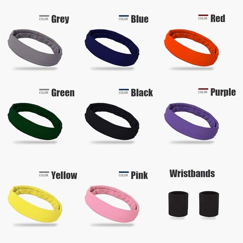 EEEKit 16 قطعة عصابات رأس للتمرين للنساء والرجال، عصابات رأس للرجال، عصابات رأس غير قابلة للانزلاق فتل وسريعة الجفاف مع 4 أساور معصم للياقة البدنية والجري واليوجا والتمارين الخارجية in Kuwait