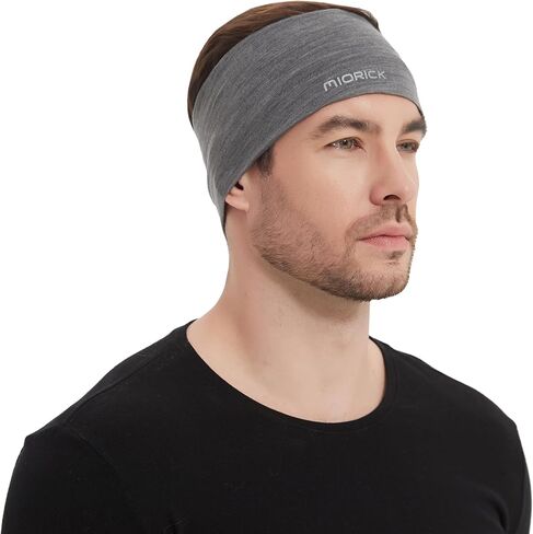 MIORICK 2 حزمة من عصابة الرأس من صوف ميرينو، عصابة رأس للتمرين للنساء والرجال، أربطة شعر غير قابلة للانزلاق وممتصة للرطوبة للجري in Kuwait