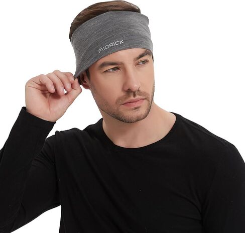 MIORICK 2 حزمة من عصابة الرأس من صوف ميرينو، عصابة رأس للتمرين للنساء والرجال، أربطة شعر غير قابلة للانزلاق وممتصة للرطوبة للجري in Kuwait