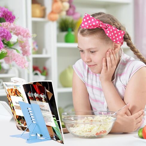 حامل كتب صغير من Honagu حامل مكتب معدني للقراءة بدون استخدام اليدين، حامل مستندات كتب الطبخ قابل للتعديل، محمول لكتب الموسيقى والكتب المدرسية والوصفات والكمبيوتر اللوحي والآيباد وهدايا رائعة (أزرق فاتح) in Kuwait