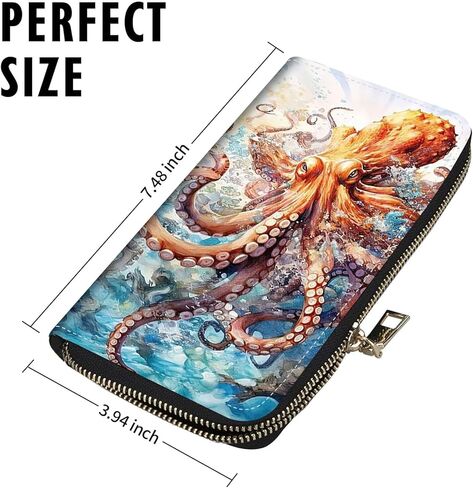 محافظ نسائية ذات سعة كبيرة، محفظة بمقبض للرجال والنساء، محفظة رفيعة وحامل بطاقات الائتمان، محفظة للهاتف الخلوي بحجب RFID للرجال والنساء، أخطبوط كبير in Kuwait