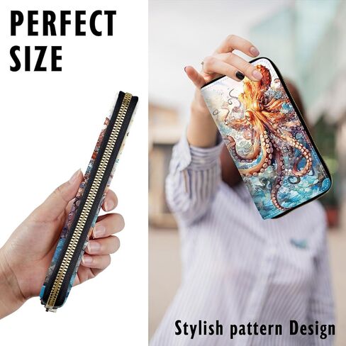 محافظ نسائية ذات سعة كبيرة، محفظة بمقبض للرجال والنساء، محفظة رفيعة وحامل بطاقات الائتمان، محفظة للهاتف الخلوي بحجب RFID للرجال والنساء، أخطبوط كبير in Kuwait