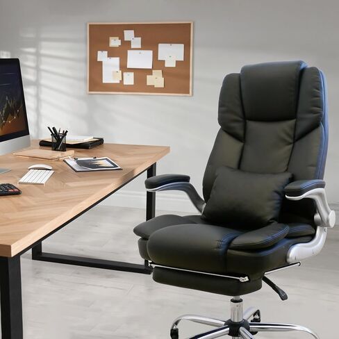 كرسي مكتب تنفيذي من Duramont مع مسند للقدمين وآلام أسفل الظهر ودعم قطني للرقبة وارتفاع قابل للتعديل كرسي ألعاب مريح للغاية من الجلد البيئي كرسي مكتب مريح ثقيل الوزن يصل إلى 400 رطل وعجلات من السيليكون in Kuwait