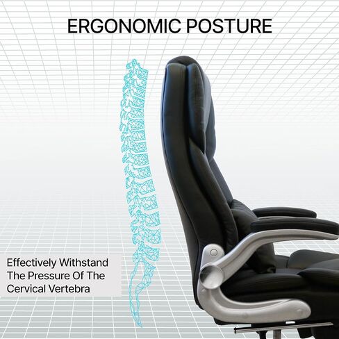 كرسي مكتب تنفيذي من Duramont مع مسند للقدمين وآلام أسفل الظهر ودعم قطني للرقبة وارتفاع قابل للتعديل كرسي ألعاب مريح للغاية من الجلد البيئي كرسي مكتب مريح ثقيل الوزن يصل إلى 400 رطل وعجلات من السيليكون in Kuwait