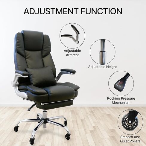 كرسي مكتب تنفيذي من Duramont مع مسند للقدمين وآلام أسفل الظهر ودعم قطني للرقبة وارتفاع قابل للتعديل كرسي ألعاب مريح للغاية من الجلد البيئي كرسي مكتب مريح ثقيل الوزن يصل إلى 400 رطل وعجلات من السيليكون in Kuwait