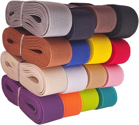 3/4 Inch Elastic Bands 6 Yards Double-Side Twill Woven Elastic Flat Heavy Stretch Elastic for Sewing Pants Waistband (Black, 3/4 Inch, 222001) in Kuwait