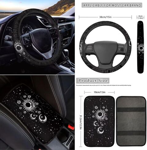 18Pcs Strawberry Car Seat Cover Set Split Covers with Steering Wheel Cover,Headrest Cover Car Cup Holder Coasters,Seat Belt Covers Armrest Cover Protector Handbrake Cover and Key Chain in Saudi Arabia