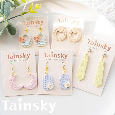 TAINSKY 5 قطع من أسطوانة نسيج طين البوليمر، طوابع الفخار للمجوهرات أقراط طين البوليمر، بكرات نسيج الفخار المنقوشة لصنع المجوهرات (الأنسجة) in Kuwait