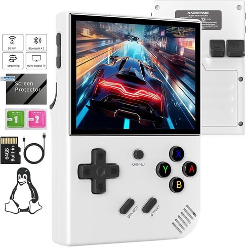 RG35XX Retro Gaming Consoles with 64G TF Card RG35XX Handheld Game Console Dual System Linux+Garlic Classic Emulator Hand Held Gaming Console with 6900 Games Support HDMI TV Output Gray in Saudi Arabia