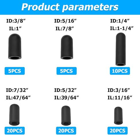 طقم قابس أغطية مكنسة السيارة 80 قطعة، 6 أحجام متنوعة من أغطية نهاية خرطوم المكنسة الكهربائية، مجموعة متنوعة للمكربن، المشعب، السيارات، 3/16 بوصة 5/16 بوصة 7/32 بوصة 1/4 بوصة 5/32 بوصة 3/ 8'' in Kuwait