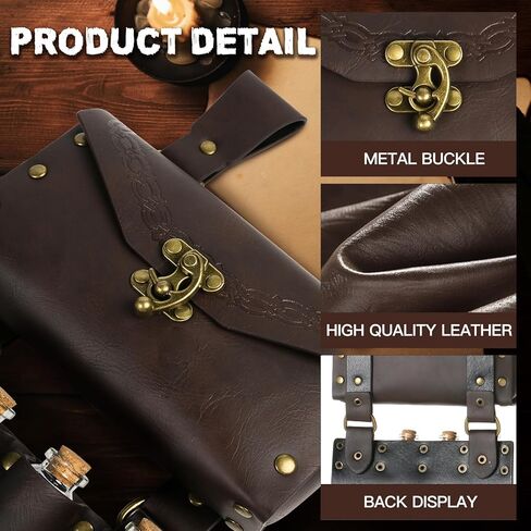 حقيبة حزام من الجلد الصناعي من القرون الوسطى مع 4 قوارير جرعة من الفلين، حقيبة جانبية للخصر الساحر الخيالي من أجل حقيبة حزام عصر النهضة وإكسسوارات عصر النهضة للنساء والرجال حزام جرعة تنكرية in Kuwait