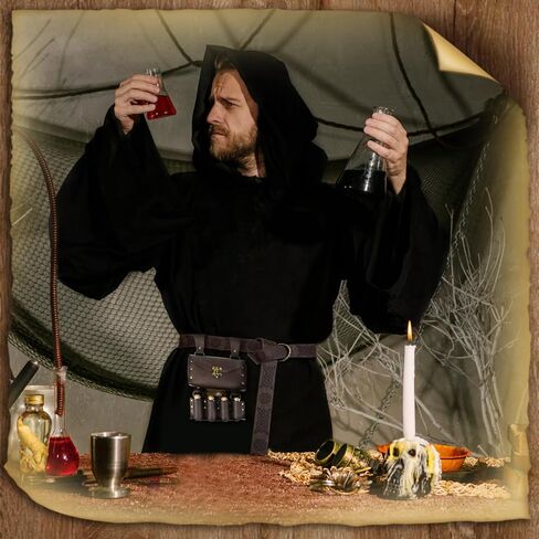 حقيبة حزام من الجلد الصناعي من القرون الوسطى مع 4 قوارير جرعة من الفلين، حقيبة جانبية للخصر الساحر الخيالي من أجل حقيبة حزام عصر النهضة وإكسسوارات عصر النهضة للنساء والرجال حزام جرعة تنكرية in Kuwait