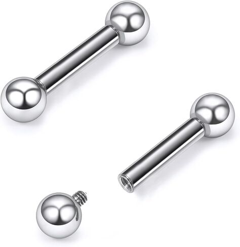 16G-2G ASTM F136 Titanium Internally Threaded Nipple Tongue Rings Piercing Jewelry Straight Industrial Earring Barbell G23 Titanium Nipple Tongue Bars Piercing Jewelry for Women Men 12MM-40MM in Saudi Arabia