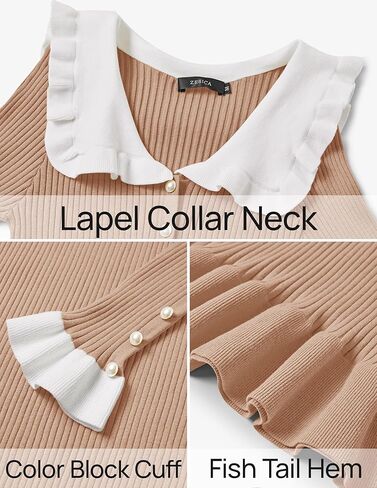 ZESICA Women's Long Sleeve Sweater Dress 2024 Fall Lapel Collar Button Elegant Casual Midi Bodycon Dresses in Kuwait