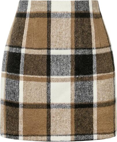 Womens Plaid Skirts High Waist Pencil Skirt Bodycon Mini Skirt Fall Winter Outfits for Women in Saudi Arabia