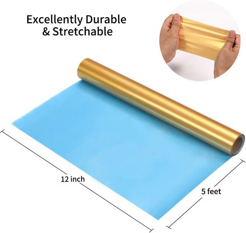 Gold Htv Vinyl Gold Iron Heat Transfer Vinyl Gold Rolls HTV Vinyl 12inch x 5feet Iron On Vinyl for T-Shirts Totes and Bags, Easy to Cut & Weed for Silhouette Cameo, Heat Press Machine in Saudi Arabia