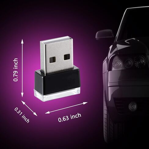 2 Pcs USB LED Car Interior Atmosphere Lamp, Night Light Led Decoration Light Ambient Lighting Kit Interior Led Lights, Portable Vehicle Ambient Lighting Kit for all Car Interior Accessorie Pink Purple in Saudi Arabia