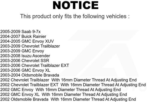 Front Left (Driver Side) Outer Steering Tie Rod End 72-ES3675 Replacement For Chevrolet GMC Trailblazer Envoy XL EXT SSR Buick Rainier Oldsmobile Bravada Saab 9-7x XUV Isuzu Ascender in Kuwait