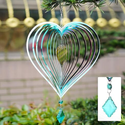 Wind Spinner, Hanging Wind Sculptures,Wind Spinners for Yard and Garden Decor,Yard Decorations Outdoor,Hanging Art Ornaments for Garden Yard Balcony Decor (Rainbow Heart) in Kuwait