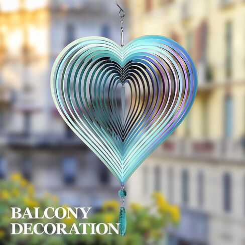 Wind Spinner, Hanging Wind Sculptures,Wind Spinners for Yard and Garden Decor,Yard Decorations Outdoor,Hanging Art Ornaments for Garden Yard Balcony Decor (Rainbow Heart) in Kuwait