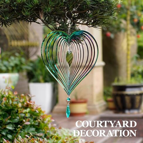 Wind Spinner, Hanging Wind Sculptures,Wind Spinners for Yard and Garden Decor,Yard Decorations Outdoor,Hanging Art Ornaments for Garden Yard Balcony Decor (Rainbow Heart) in Kuwait