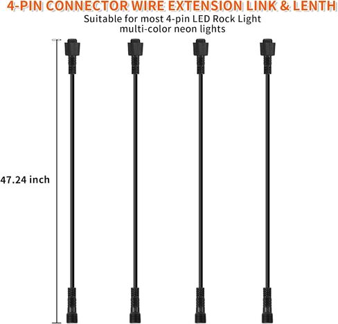 4PCS 47 inch 4-Pin RGB Rock Lights Extension Wire Cable Cord in Saudi Arabia