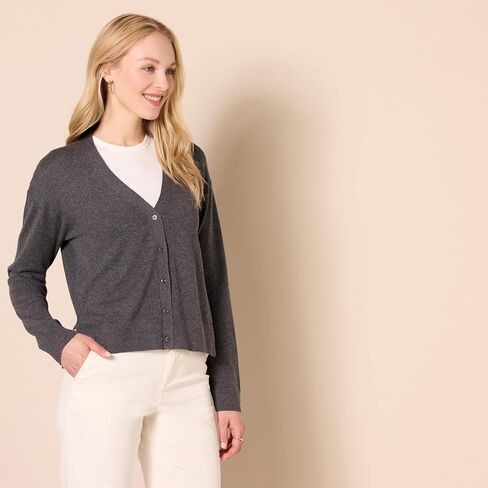 Amazon Essentials Women's V-Neck Lightweight Cropped Relaxed-Fit Cardigan Sweater in Saudi Arabia