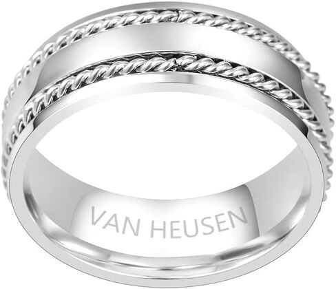 خاتم الزواج الرجالي من الفولاذ المقاوم للصدأ المصقول والمرصّع باللف من Van Heusen in Saudi Arabia