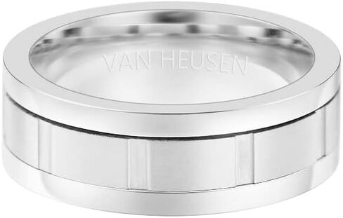 خاتم الزواج الرجالي من الفولاذ المقاوم للصدأ المصقول والمرصّع باللف من Van Heusen in Saudi Arabia