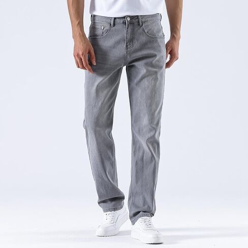 Jeans for Men Baggy Slim fit Stretch Mens Work Jeans Straight fit Jeans Men's fr Elastic Waist Lightweight in Saudi Arabia