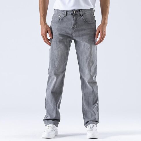 Jeans for Men Baggy Slim fit Stretch Mens Work Jeans Straight fit Jeans Men's fr Elastic Waist Lightweight in Saudi Arabia