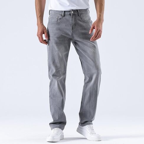 Jeans for Men Baggy Slim fit Stretch Mens Work Jeans Straight fit Jeans Men's fr Elastic Waist Lightweight in Saudi Arabia