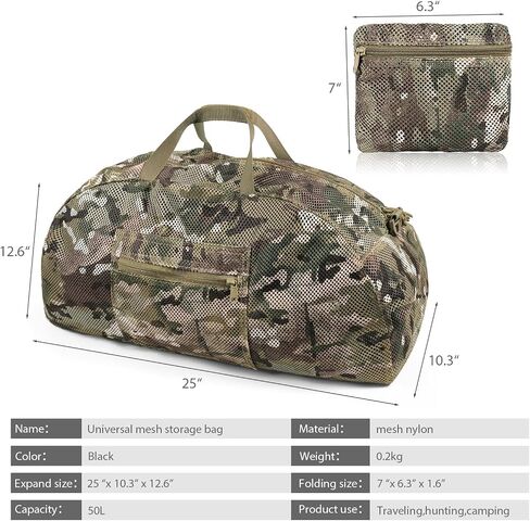 Tactical Mesh Luggage bag,50L Foldable duffel Pack,Large Capacity Range Bag For Hunting Shooting Travel Climbing Sports Gym (MC) in Saudi Arabia