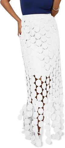 Cicy Bell Womens Hollow Out Maxi Skirts Summer High Waisted Boho Fringe Hem Long Skirt in Kuwait