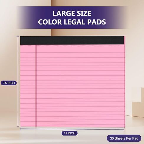 6 Pack Legal Pads 11 x 9.5 Inch Note Pads College Ruled Notepads 80GSM Purple Pads of Paper Perforated Legal Pad 30 Sheets Writing Pads Large Size Line Notepad for School, Home, Office in Saudi Arabia