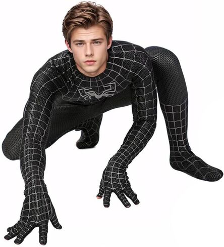 زي الهالوين الخارق، بدلة قفز سوداء من Zentai Onesie مناسبة للرجال والأطفال in Saudi Arabia