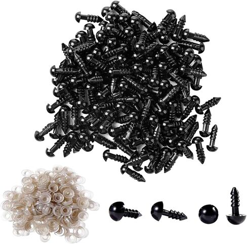 100 Pcs Small Black Safety Eyes Plastic Craft Eyes Doll Crochet Eyes Stuffed Animal Eyes Sew on Eyes Bear Puppet Eyes with 100 Pcs Washers 8mm in Saudi Arabia