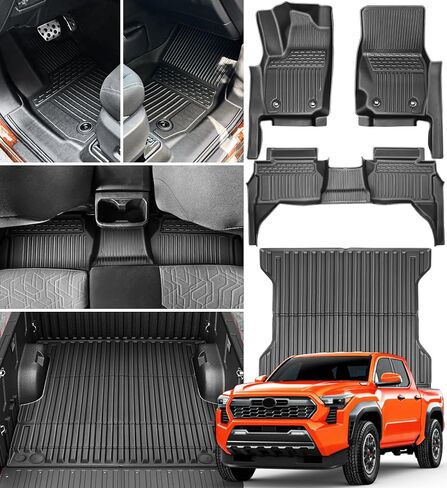 حصيرة سرير الشاحنة متوافقة مع ملحقات Toyota Tacoma 2024، استبدال TPE مناسب لجميع الأحوال الجوية بطول 5 أقدام لبطانة سرير الشاحنة ملحقات مطورة لسرير الشاحنة، سرير شاحنة خلفي سميك بطانة سرير بيك اب in Saudi Arabia