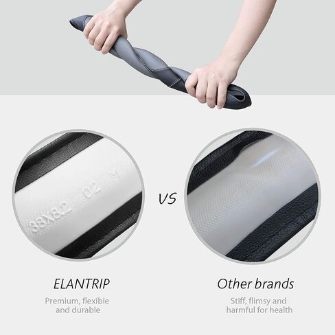 Elantrip غطاء عجلة القيادة جلد 15 1/2-16 بوصة عالمي مبطن قبضة ناعمة قابلة للتنفس لسيارة شاحنة SUV Jeep مضادة للانزلاق أزرق وأسود in Kuwait