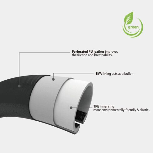 Elantrip غطاء عجلة القيادة جلد 15 1/2-16 بوصة عالمي مبطن قبضة ناعمة قابلة للتنفس لسيارة شاحنة SUV Jeep مضادة للانزلاق أزرق وأسود in Kuwait