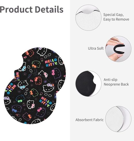 Cute Cartoon Car Accessories Thickened Steering Wheel Cover, with 2 Pieces Car Coasters Women Men Car Steering Wheel Covers Protector Universal 15 Inch (BIACK A) in Saudi Arabia