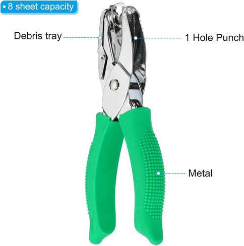 PATIKIL 3/16" Single Hole Punch, Handheld Hole Puncher with Soft Grip Triangle Shape Metal Paper Puncher for DIY Craft Scrapbook Ticket, Green in Saudi Arabia