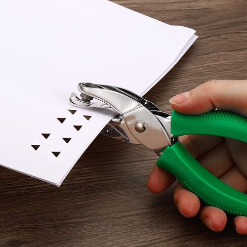 PATIKIL 3/16" Single Hole Punch, Handheld Hole Puncher with Soft Grip Triangle Shape Metal Paper Puncher for DIY Craft Scrapbook Ticket, Green in Saudi Arabia