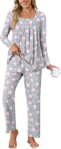 Anyally Women's Fall Pajama Sets, 2-Piece Lounge Sleepwear Ladies Pjs Sets with Pockets in Saudi Arabia