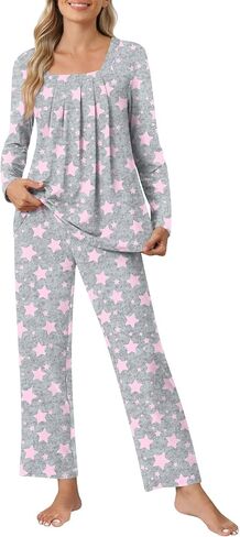 Anyally Women's Fall Pajama Sets, 2-Piece Lounge Sleepwear Ladies Pjs Sets with Pockets in Saudi Arabia