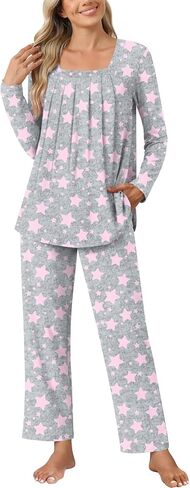 Anyally Women's Fall Pajama Sets, 2-Piece Lounge Sleepwear Ladies Pjs Sets with Pockets in Saudi Arabia