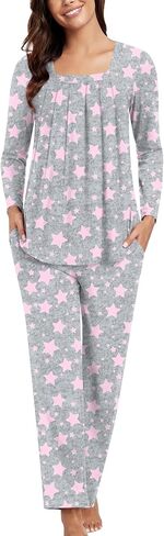 Anyally Women's Fall Pajama Sets, 2-Piece Lounge Sleepwear Ladies Pjs Sets with Pockets in Saudi Arabia