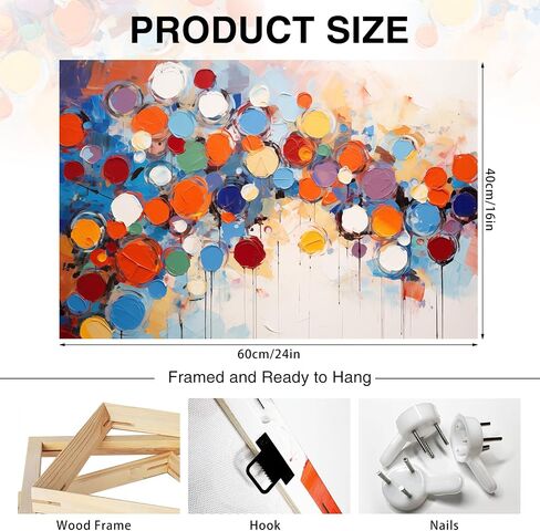 11 HOME Abstract Canvas Wall Art with Frame, 24x16 Inch Colorful Framed Wall Art, Paintings Pictures Wall Decor, Modern Home Decor Art Work for Living Room, Bedroom, Dining Room, Office in Saudi Arabia
